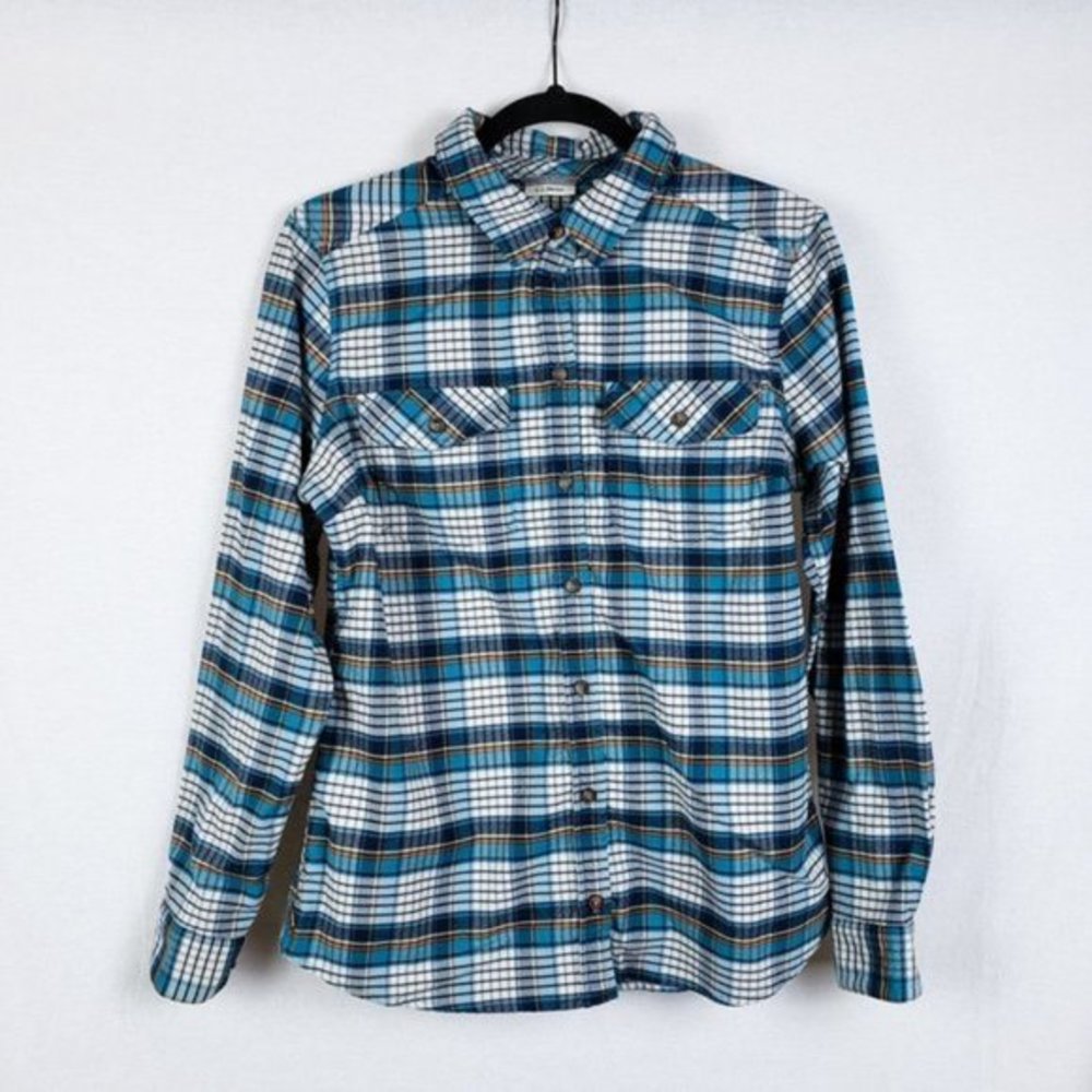 L. L. Bean Teal Green Whisper Lodge Flannel Size Medium